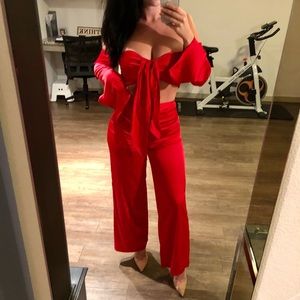 Meshki eliana satin palazzo pant and top s…